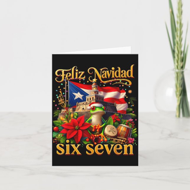 Cartão Spanish Christmas Funny Puerto Rico Boricua Coqui  (Frente)