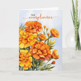 Cartão Spanish Oct Birthday Feliz Cumpleanos Marigolds