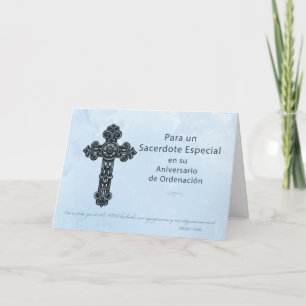 Cartão Spanish Ordination Anniversary Priest, Cross