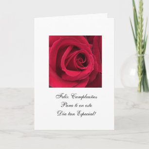 Cartão Spanish: Red rose Cumpleanos / birthday