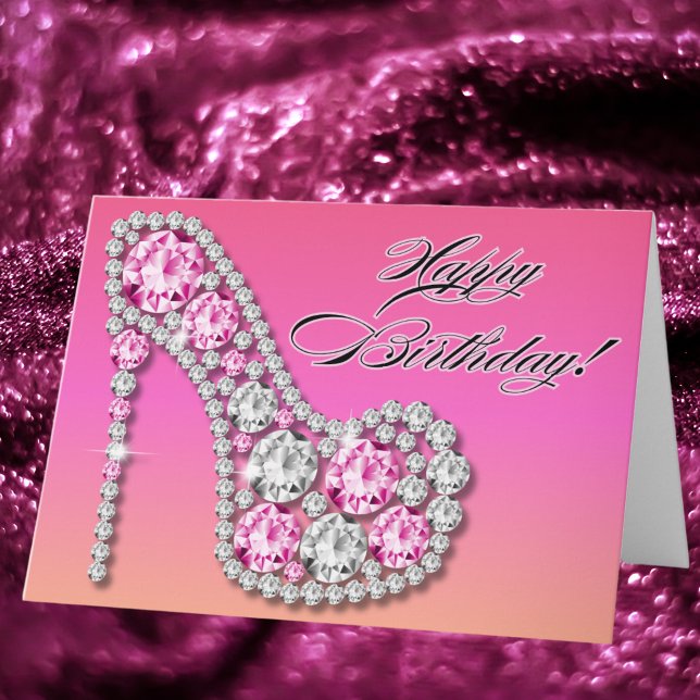 Cartão Sparkle Glam Stiletto Birthday (Criador carregado)