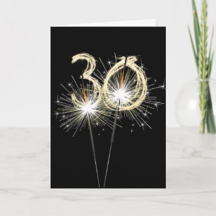 Cartão Sparklers de Aniversário de 30 anos em Preto