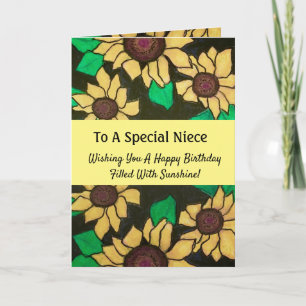 Cartão Special Niece Birthday Cheerful Sunflowers
