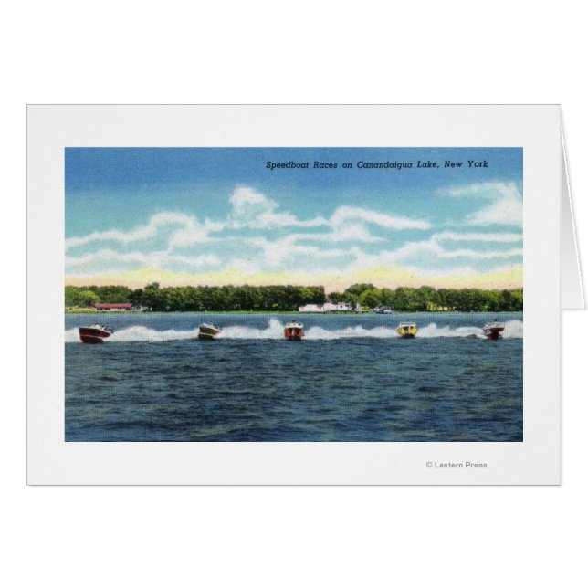 Cartão Speedboat Races no lago (Frente Horizontal)