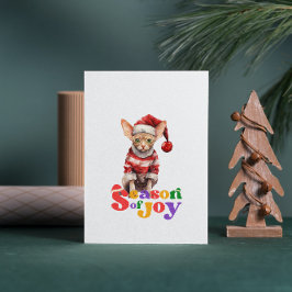 Cartão Sphynx Cat Season of Joy Christmas Saudação