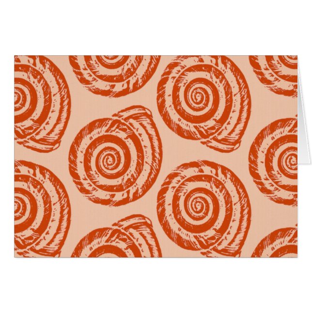 Cartão Spiral Seashell Block Impressão, Coral Orange (Frente horizontal)