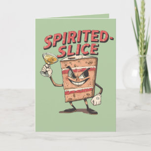 Cartão Spirited-Slice – Piada de Bolo de Natal Engraçada