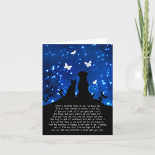 Cartão Spiritual New Age Sympathy with Dog, Cat Butterfly