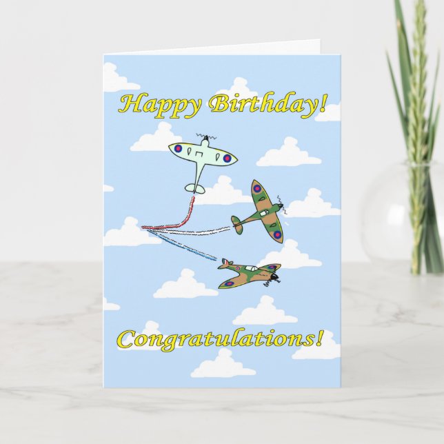 Cartão Spitfires - Exibição Aérea - Aniversário (Frente)