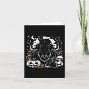 Cartão Spookeen Bison Pumpkin Buffalo Cat Funny G