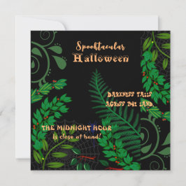 Cartão Spooktacular Halloween Assustador Greenery Escuro