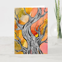 Cartão Spooky Abstract Tree Pen Drawing Art Greeting Card