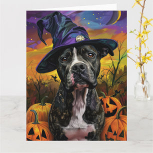 Cartão Spooky American Staffordshire Halloween Pumpkin