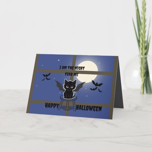Cartão Spooky Cat Halloween (Frente)