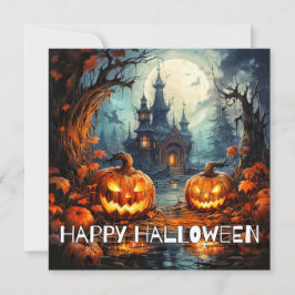 Cartão Spooky Creepy Castle Happy Halloween