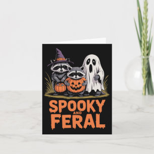 Cartão Spooky E Feral Halloween Ghost Raccoon Ogambm