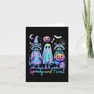 Cartão Spooky E Feral Halloween Raccoon Witch Ghost Jac
