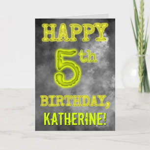 Cartão Spooky Glowy Aura Olha "FELIZ 5 ANIVERSÁRIO"