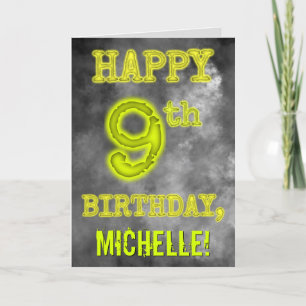 Cartão Spooky Glowy Aura Olha "FELIZ 9º ANIVERSÁRIO"