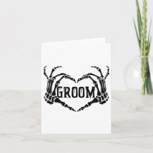 Cartão Spooky Groom Skeleton Mãos Noivado Hal Casado