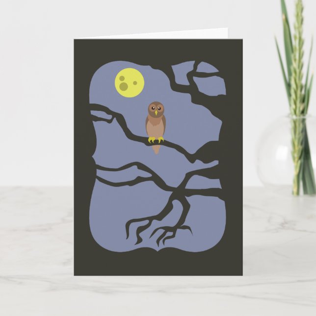 Cartão Spooky Halloween Owl (Frente)
