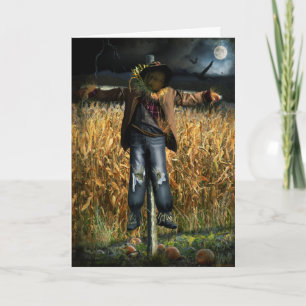 Cartão Spooky Halloween Scarecrow