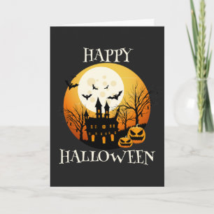 Cartão Spooky Happy Halloween Haunted House