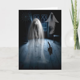 Cartão Spooky Haunted House Ghost Halloween