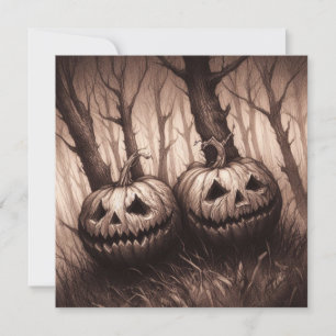 Cartão Spooky Jack O'Lanterns Halloween Horror