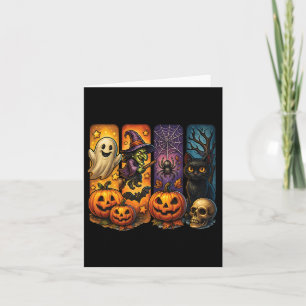 Cartão Spooky Retro Ghost Witch Dia de as Bruxas engraçad