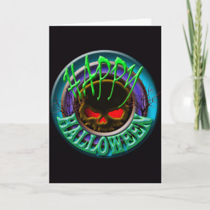 Cartão Spooky skull happy halloween