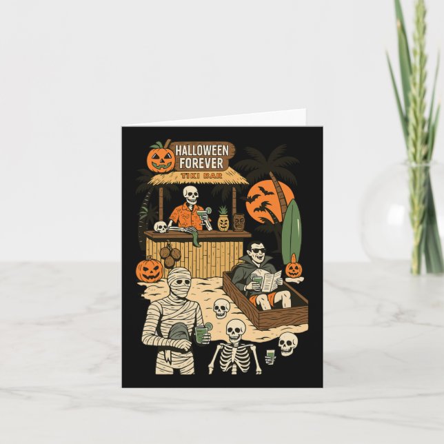 Cartão Spooky Summer Halloween Retro Summer Horror Charac (Frente)