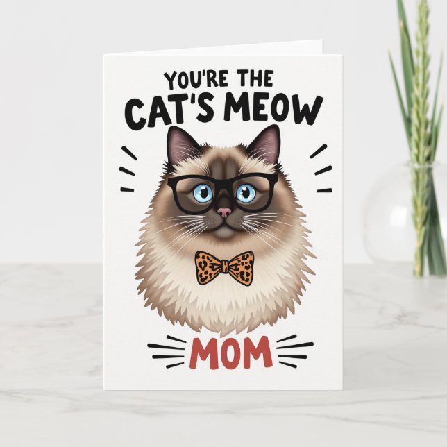 Cartão Spotted Bow Tie Mom Card (Frente)