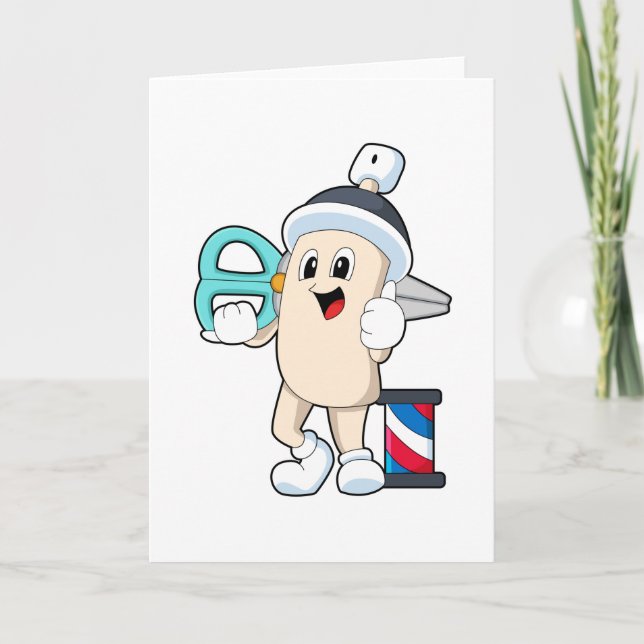 Cartão Spray de Cabelo como Cabeleireiro com Tesoura (Frente)