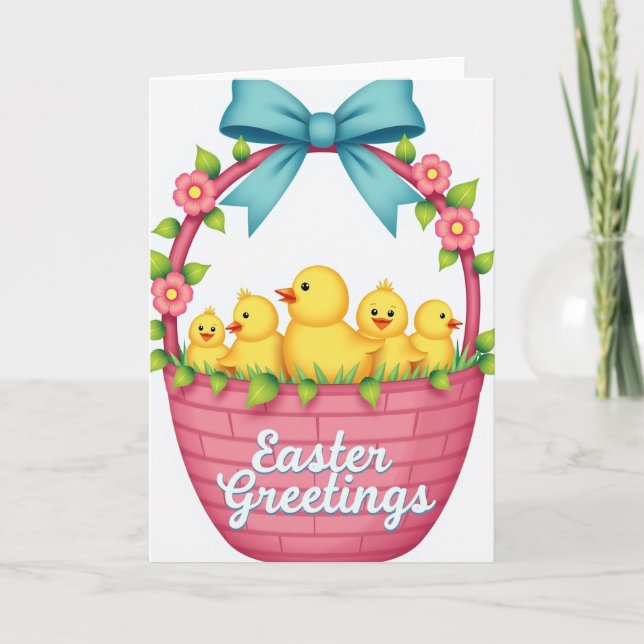 Cartão Spring Birds Basket Greeting Card (Frente)