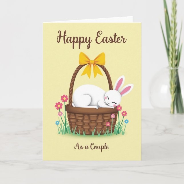 Cartão Spring Bunny Couple Easter Card (Frente)