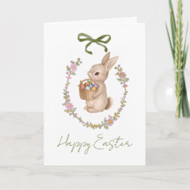 Cartão Spring Easter Floral Egg Bunny Holiday Card