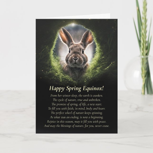 Cartão Spring Equinox with Bunny Rabbit Through Hole (Frente)