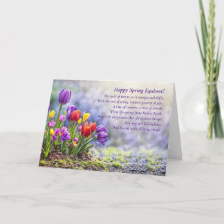 Cartão Spring Equinox with Pretty Colorful Tulips Poem