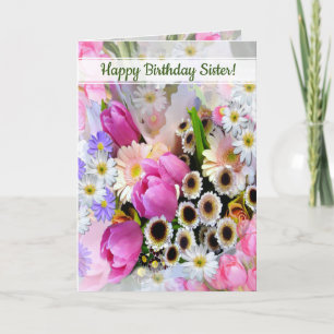 Cartão Spring Flower Bouquet Sister Birthday