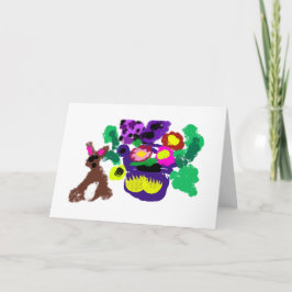 Cartão Spring flowers Rabbit joy
