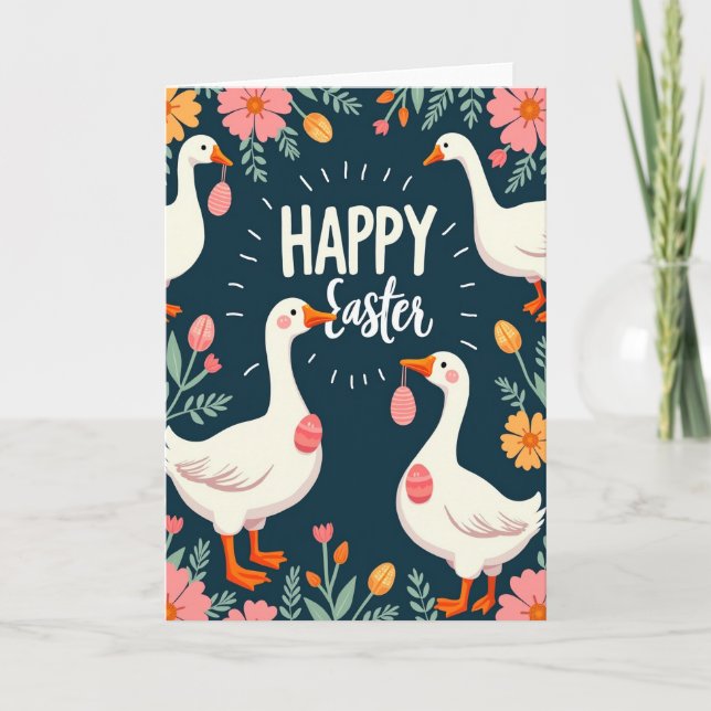 Cartão Spring Garden Fowl Celebration Card (Frente)