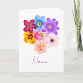 Cartão Spring Harmony - Mixed Watercolor Flower Bouquet
