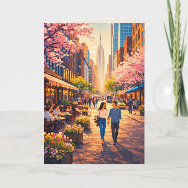 Cartão Spring Stroll through the Cherry Blossoms Art Card (Frente)