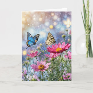 Cartão Spring Vernal Equinox Fantasy Butterflies Flowers