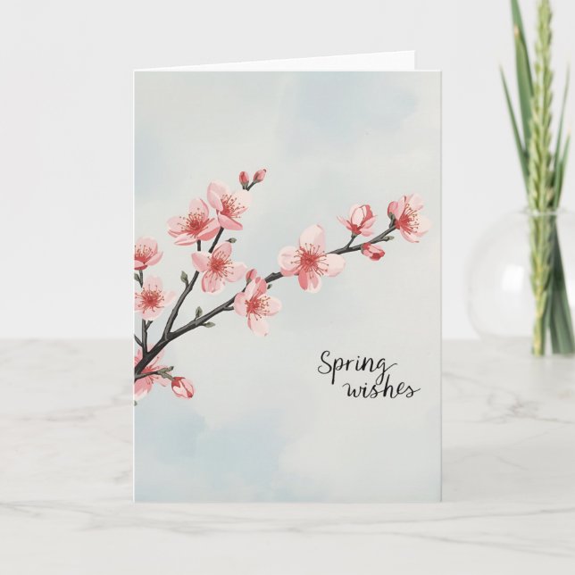 Cartão Spring Wishes – Cherry Blossom Greeting Card (Frente)