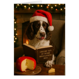 Cartão Springer Spaniel 'Cheese Tax' Christmas card