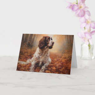 Cartão Springer Spaniel no Outono Folhas Caídas Inspiram