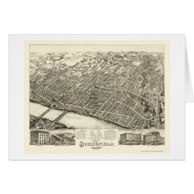Cartão Springfield, mapa panorâmico das MÃES - 1875 (Frente Horizontal)