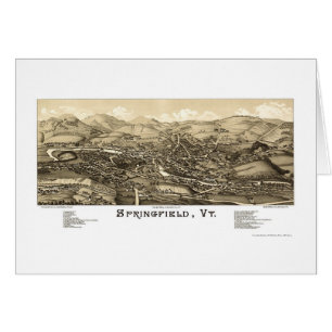 Cartão Springfield, mapa panorâmico do VT - 1886